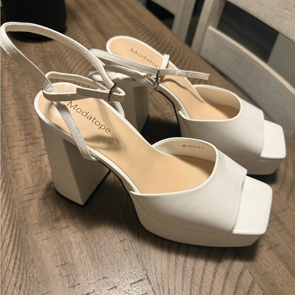 Women's White Platform Heels